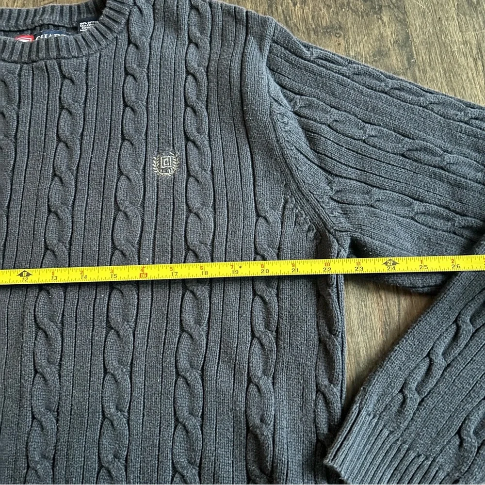 Vintage Preppy Navy Cable Knit Boyfriend Sweater Cotton L - Picture 6 of 7
